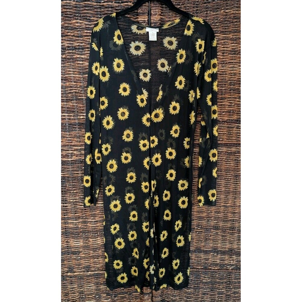 NYC Y2K Mesh Sunflower Open Front Duster Womens Medium Festival Country Cowgirl